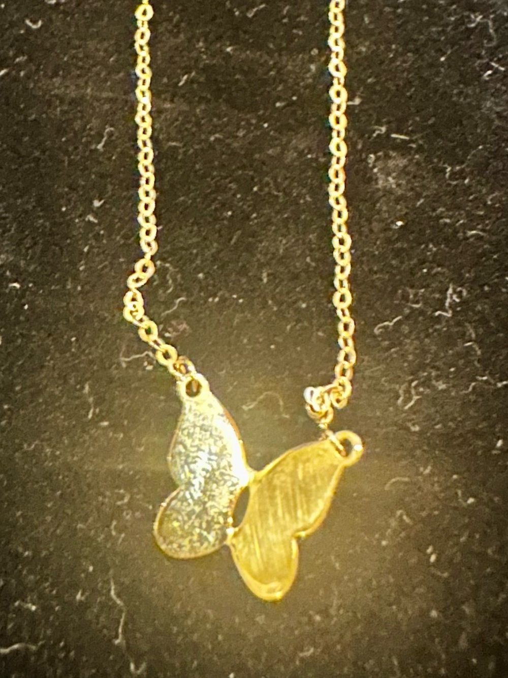 New 10K Solid Gold necklace butterfly adjustable chain solid 10K gold necklace
